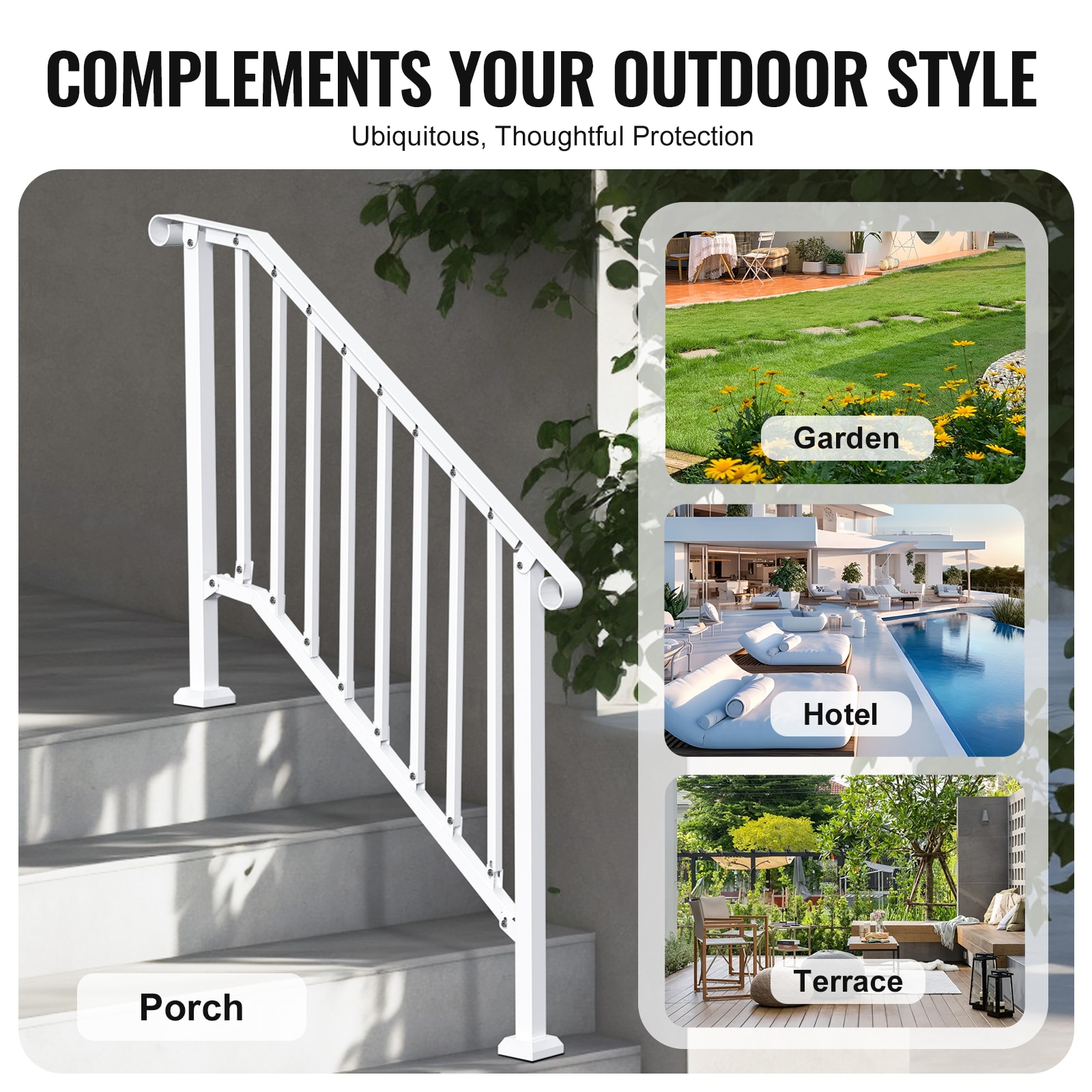 Handrails For Outdoor Steps White Arch Design For Elderly Safety_voghion.com